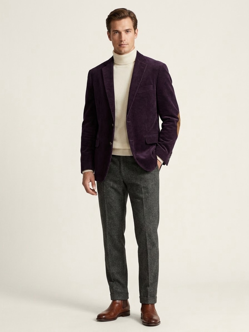 Ralph Lauren Purple Corduroy Blazer with Elbow Patches Size 42R